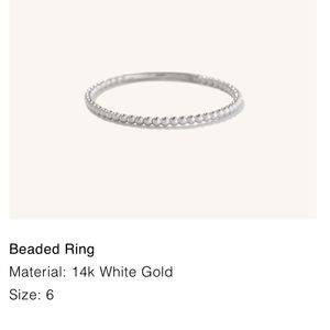 Mejuri white gold beaded ring size 6